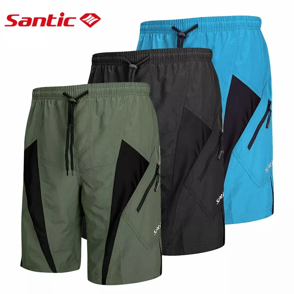 Santic męskie spodenki rowerowe spodenki zjazdowe 3D wyściełane Coolmax luźna bielizna MTB spodnie rowerowe jazda Fitness