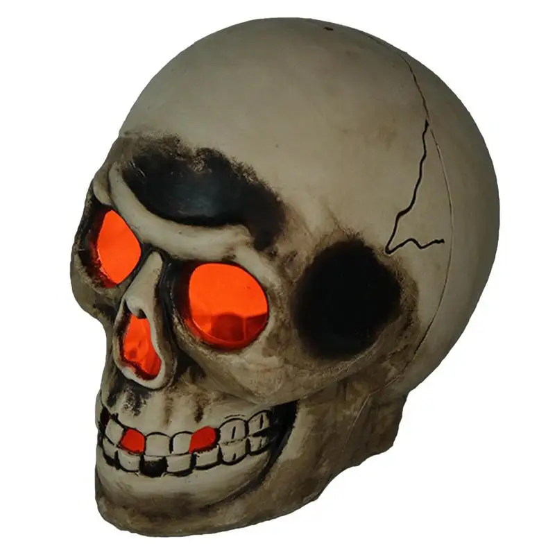 Halloween Skeleton Decorations Realistic Human Skull Head Skeleton With LED Light Artificial Photo Prop For Terrace Desktop