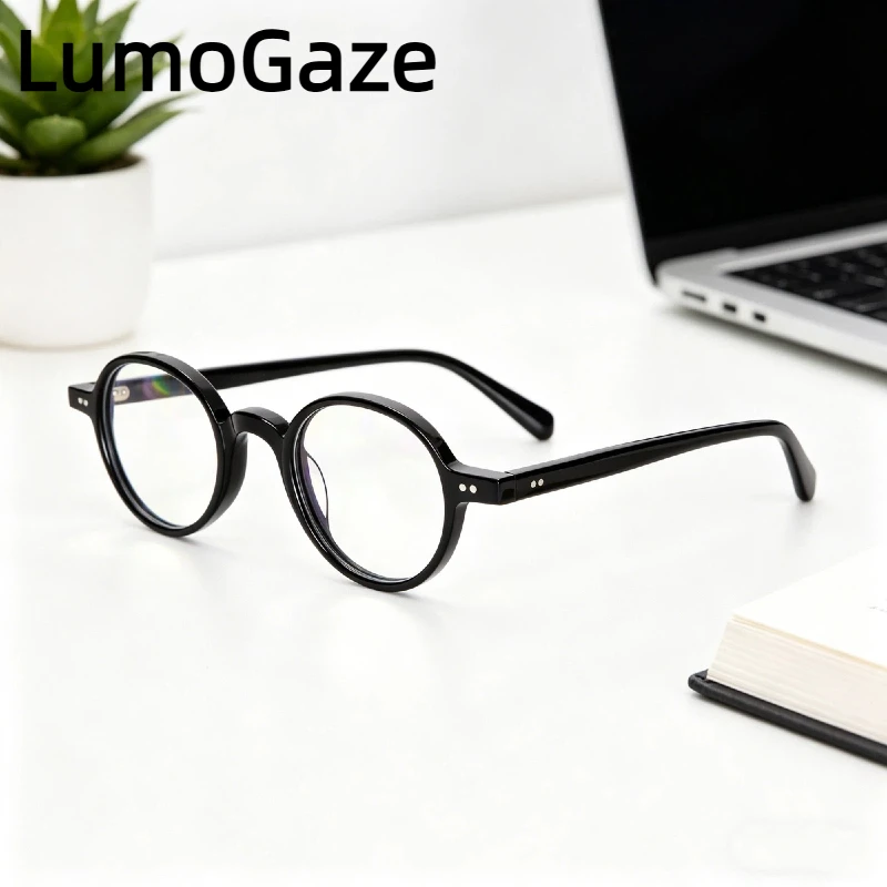 

LumoGaze Anti-Blue Light Classic Round Handmade Acetate Fiber Glasses Retro UV Protection Fashion Computer Glasses Unisex