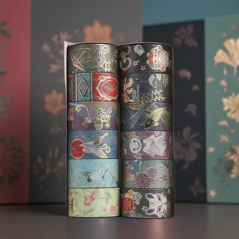 12Pcs/Set Japanese Style Washi Tapes Masking Tape Washi Stickers Scrapbooking Adhesive DIY Decorative Stationery School Supplies