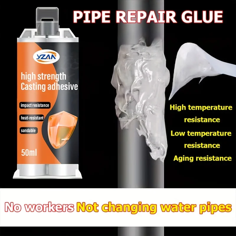 Metal Repair Glue Paste High Temperature 2 In1 Industrial AB Caster Glue High Strength Bonding Sealant Strong Casting Welding 50ML Includes mixing tools.