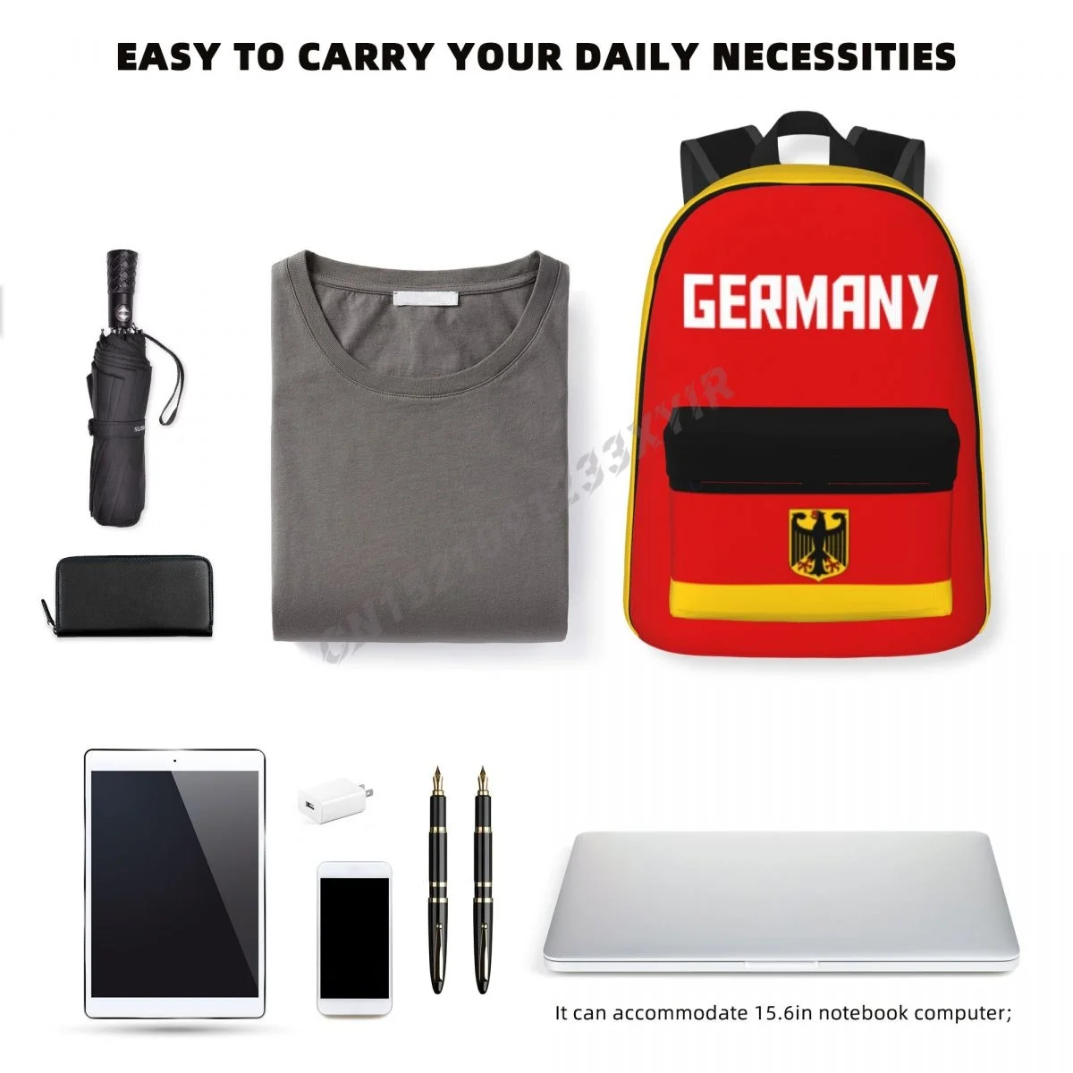 Unisex Backpack Germany Flag German Stitch Schoolbag Messenger Bag Case Laptop Travel Bag Mochila Gift