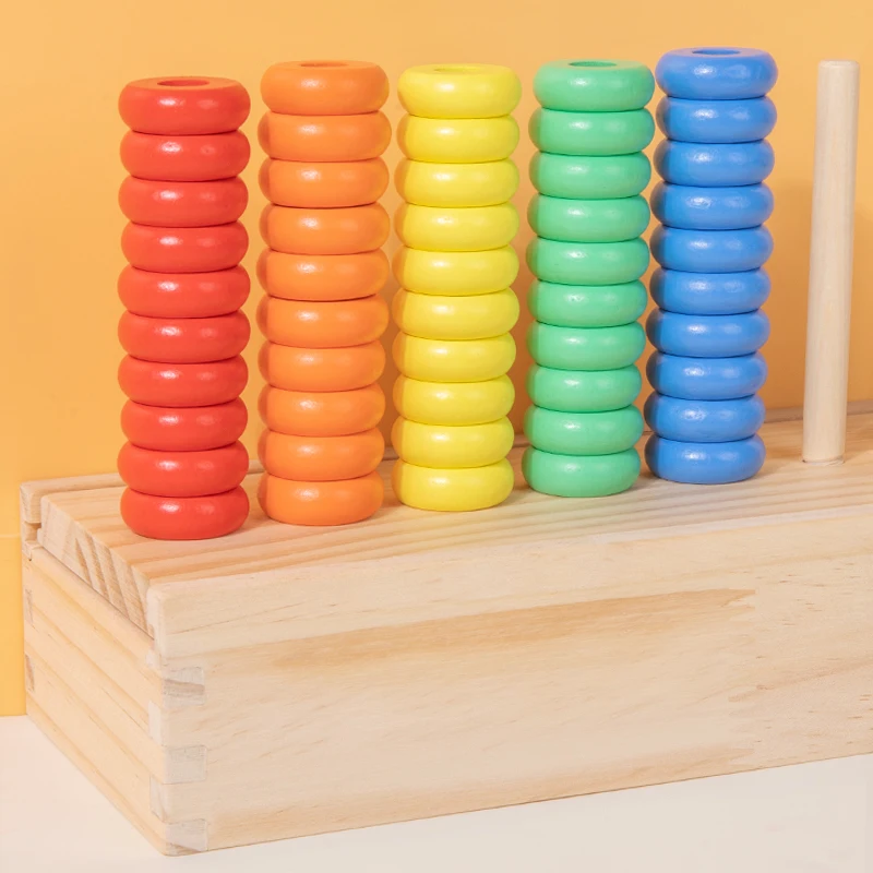 다채로운 링 쌓기 장난감 색깔별로 링을 분류하고 쌓아 숫자 세기를 연습하세요— 아이들은 놀이를 통해 숫자를 배우며 매우 똑똑해집니다