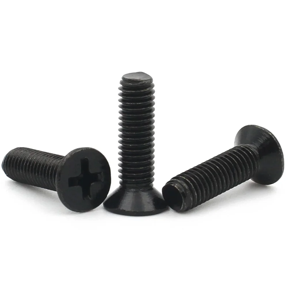 50-100pcs Black Carbon Steel M1 M1.2 M1.4 M1.6 m1.7 M2 M2.5 Mini Small Cross Phillips Flat Head Countersunk Head Screw