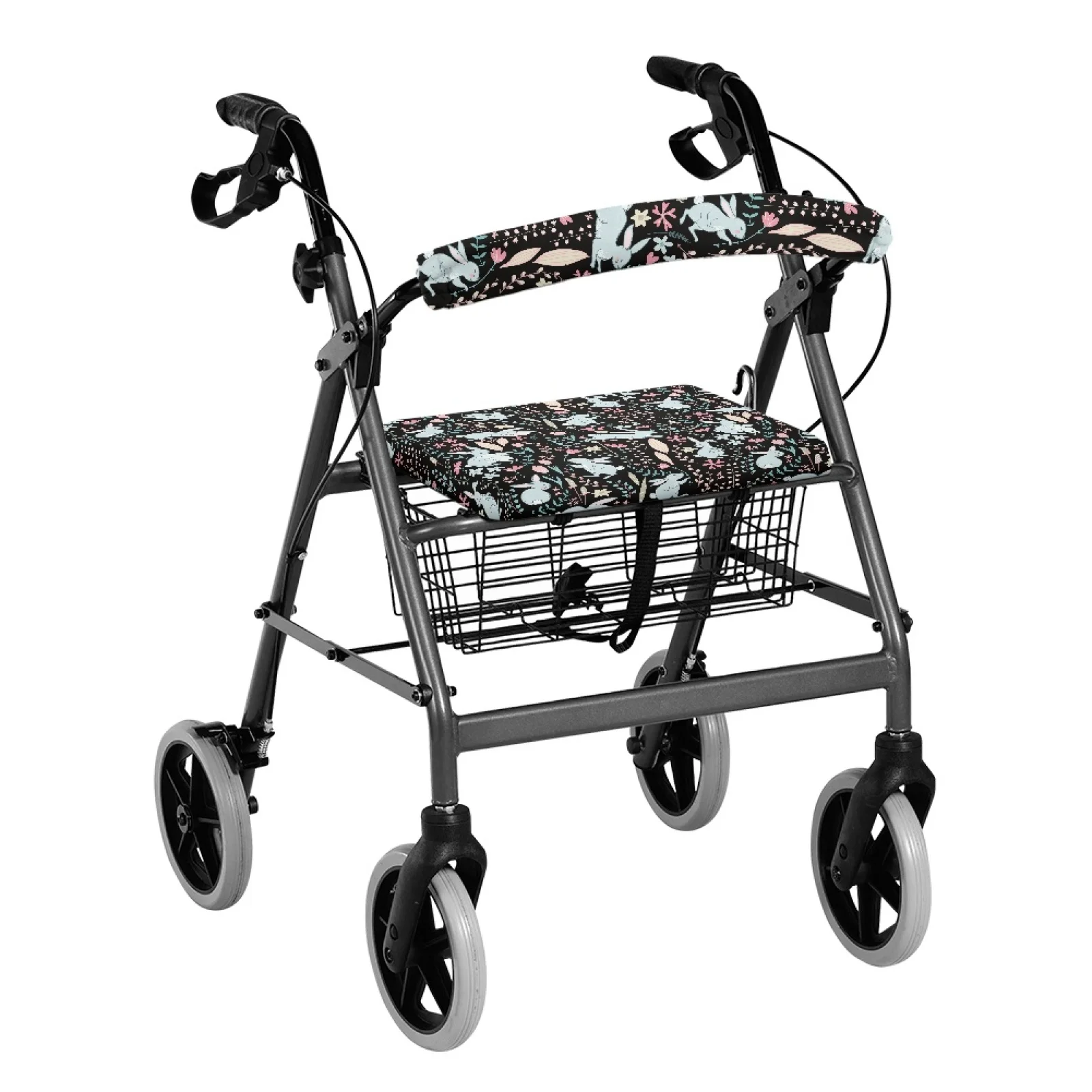 Coloranimal Rabbit Flower Set of 2 Rollator Seat Covers Polyester Rollator Seat Back Rest Covers for Elderly Adults