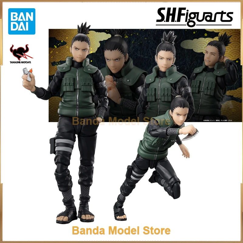 Original Bandai S.H.Figuarts Naruto SHF Shikamaru Nara Brilliant Strategist Anime Action Figures Collection Model Toys Gift