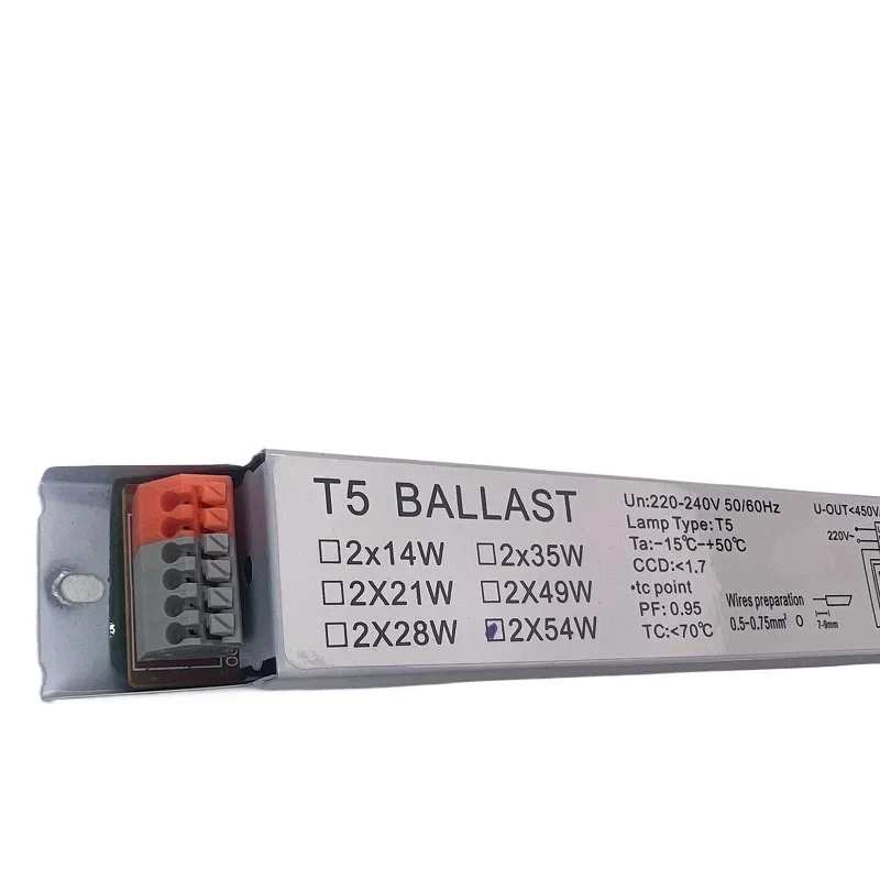 T5 Electronic Ballast 2×54W, 220‑240V 50‑60Hz, Electronic Fluorescent Lamp Ballast for T5 Fluorescent Tube