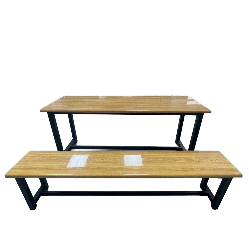 Customizable Bending Fast Food Restaurant Table Chairs 2/4/6 Seats Fiberglass FRP Imitation Wood Grain Craftsmanship