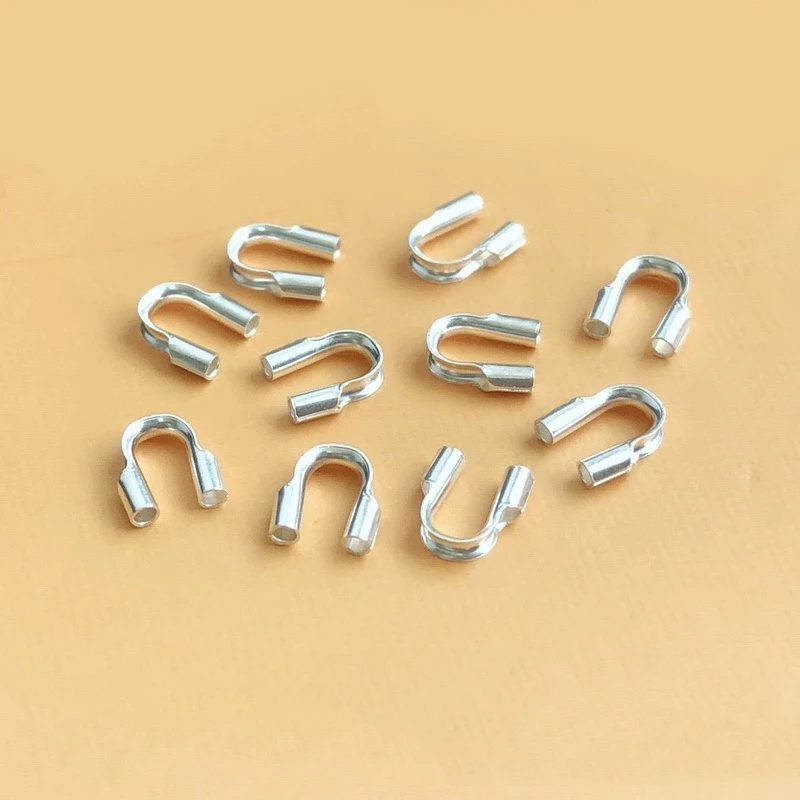 10pcs 925 Sterling Silver U Shape Wire Cable Guard Loops Thread Protector for DIY Crafts Jewelry Making Bracelet Necklaces