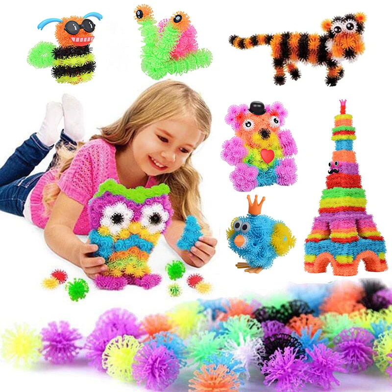 

200-1200pcs Thorn Ball Clusters 3D Model Construction Building Blocks Toys Sticky Puff Balls Puzzle DIY Assembling Toys For Kids