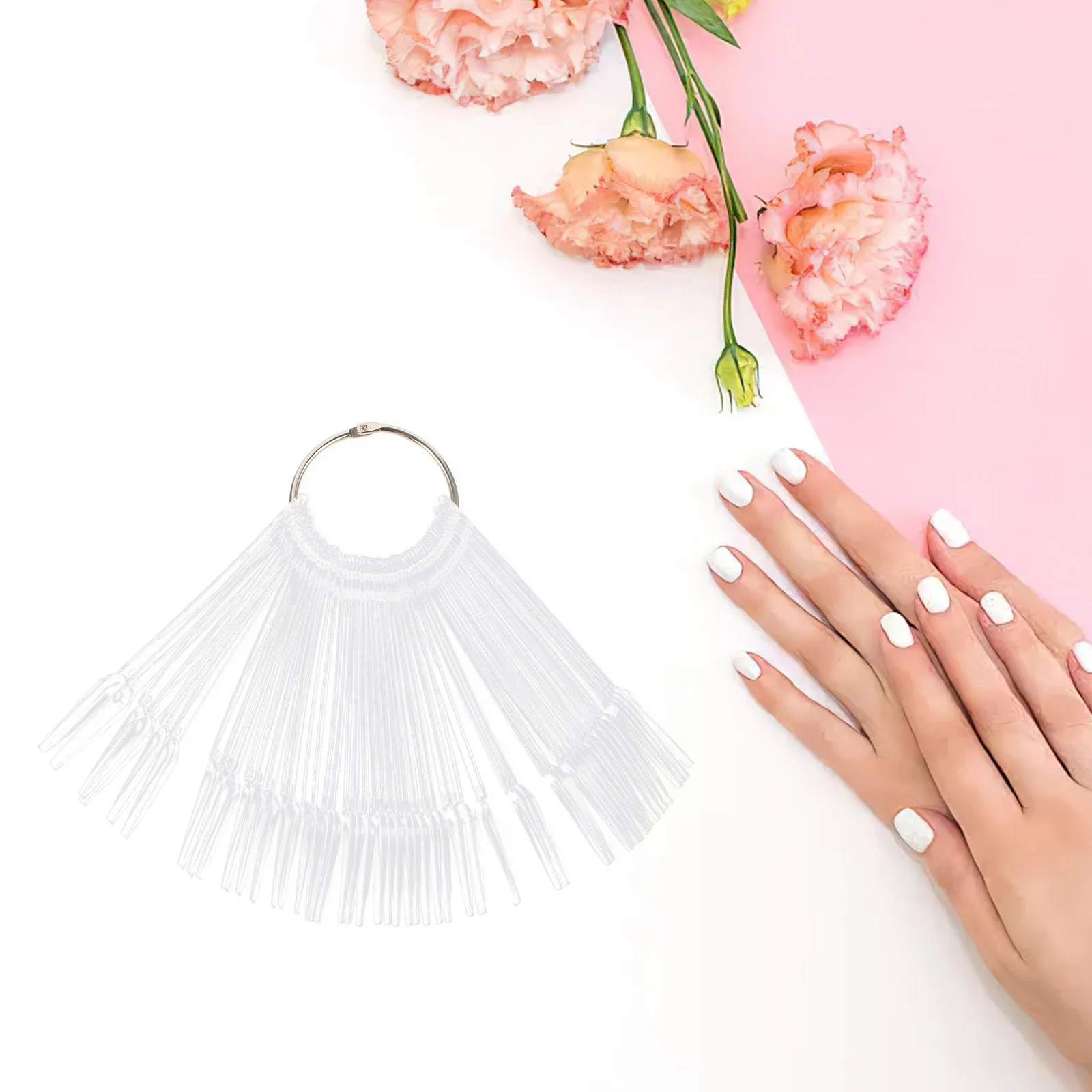

100Pcs Nail Polish Color Display Tips Transparent Plastic Nail Stick Practice Sample Nails Salon Equipment Display Sticks