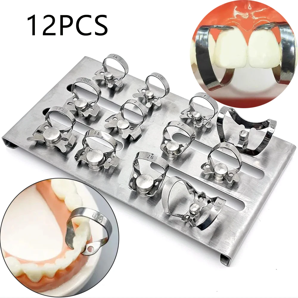 Dental Barrier Clip Frame Holder Stainless Steel Oral Care Clip Rubber Dam  Clamps12Pc/Set Endodontic Dentistry tools