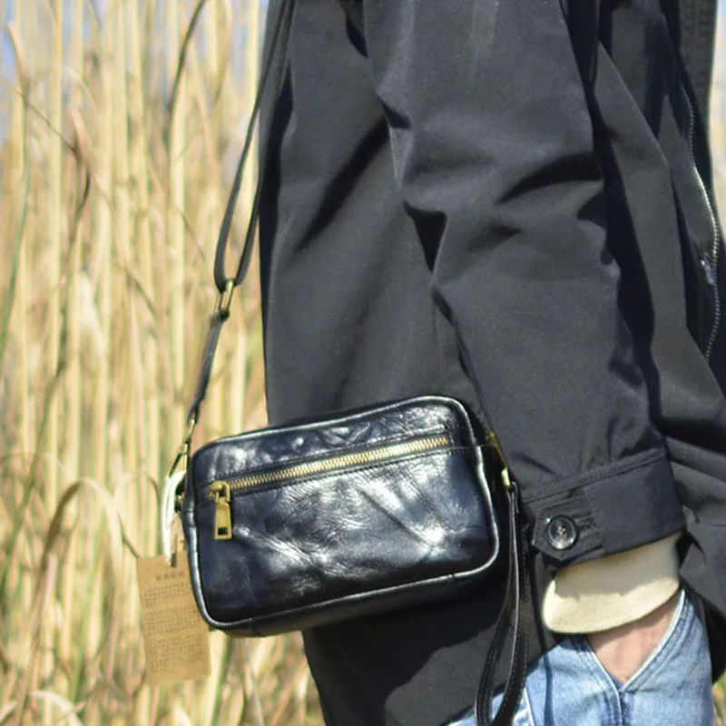 

Hanrted верхний слой из воловьей кожи, повседневная винтажная сумка через плечо, вертикальная кожаная сумка через плечо, мужская сумка