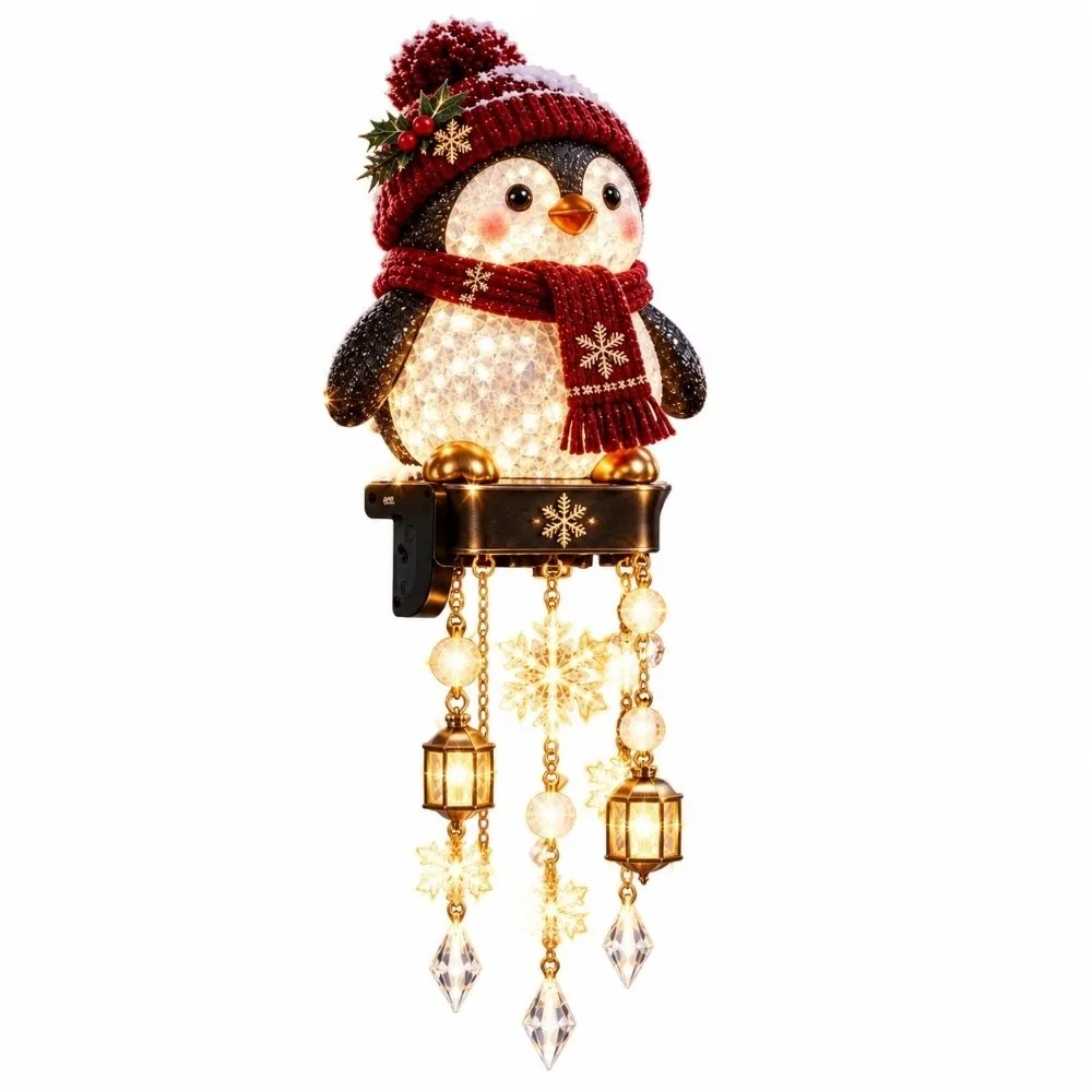 Gifts Reindeer Christmas Porch Railing Lights Penguin Santa Christmas Figure Light Gingerbread Man Fence Rail Light Holiday Yard