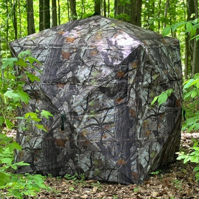 Camo Photography Tent Hunting Blind, See Through Camouflage Bird Watching Hide, Silent Zipper Windproof Shelter for Hunters