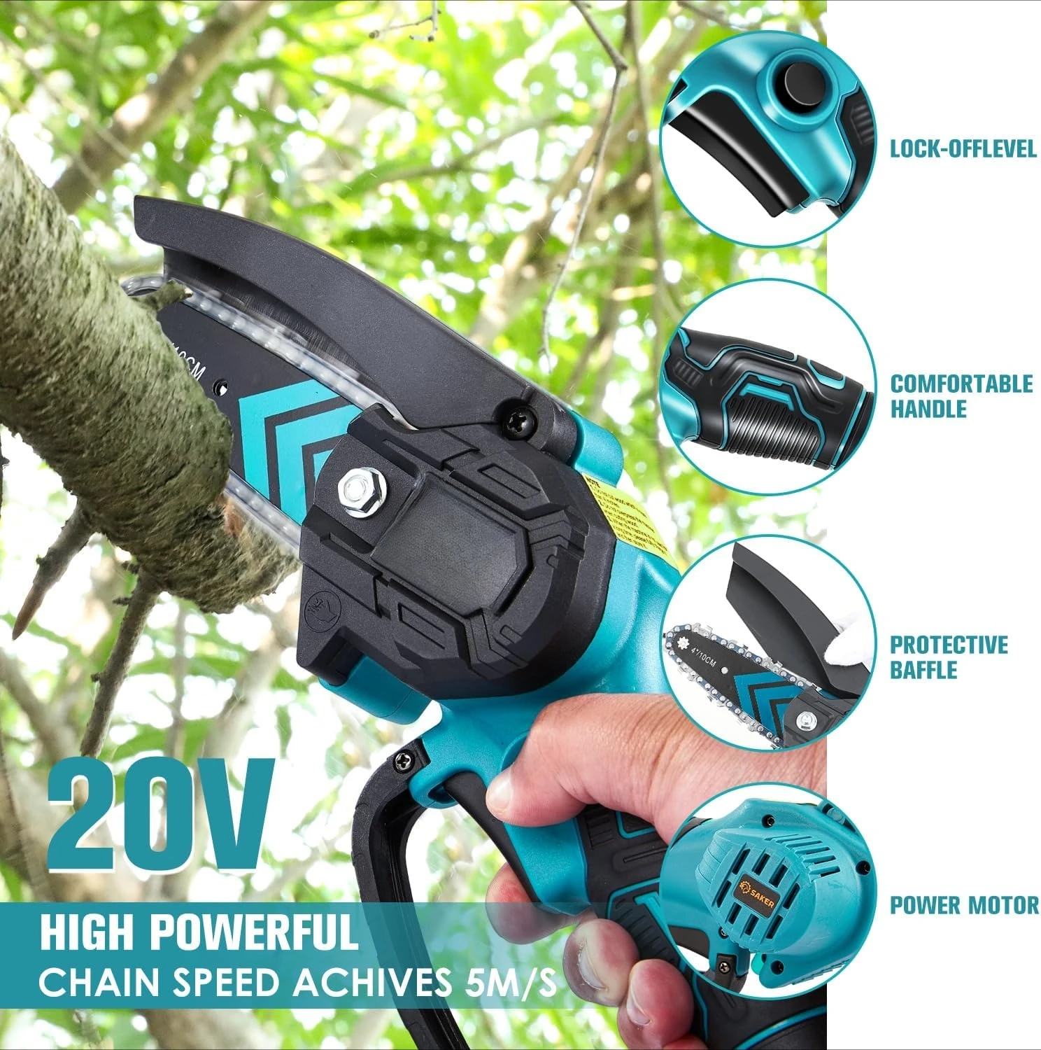 Mini Chainsaw,Portable Electric Chainsaws Cordless,Handheld Chain Saw Pruning Shears Chain Saws for Tree Branches