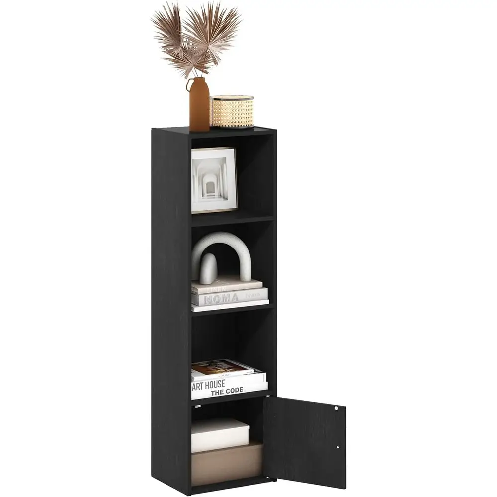 

Luder Shelf Bookcase with 1 Door Storage Cabinet, Blackwood