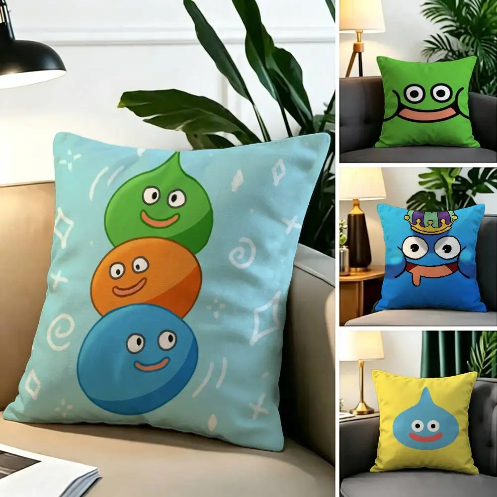 Cartoon Slime D-Dragon Quest  Square Double-Sided printed Pillow Case Bedroom Bedside Pillow Sofa Cushion Cover