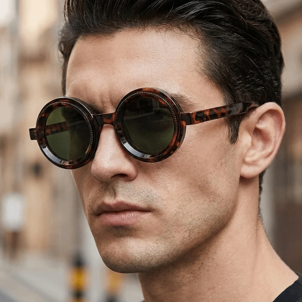 Vintage Polarizing Round Sunglasses Rotatable Lightweight Adjustable Zoom Sunglasses Elegant Convenient Stylish Sunglasses