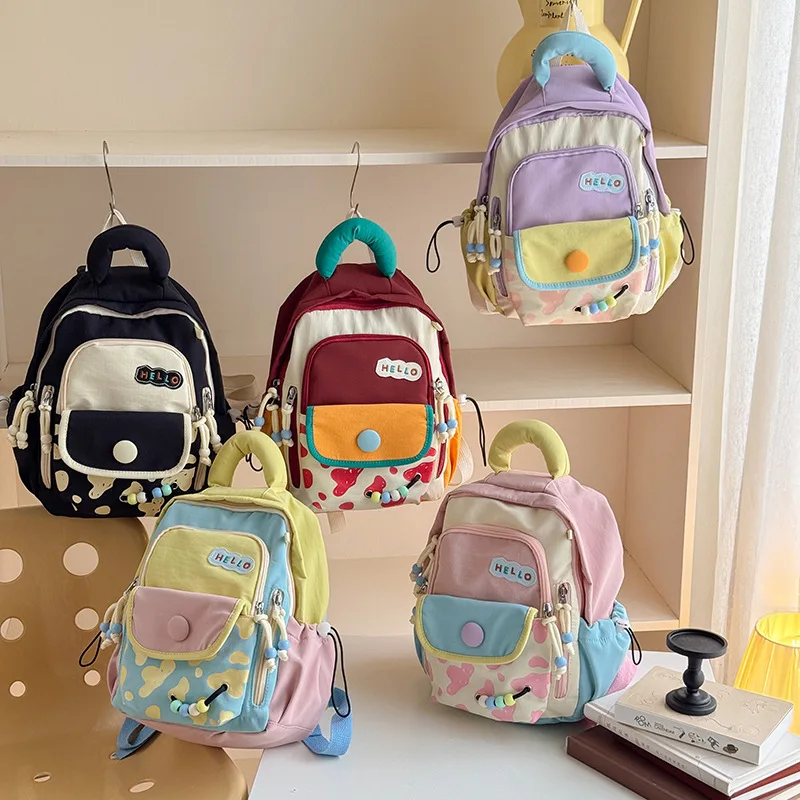 Mochila acolchada de algodón para niños, bonita mochila escolar de dopamina para guardería, bolso de hombro ligero a la moda para estudiantes y uso diario infantil