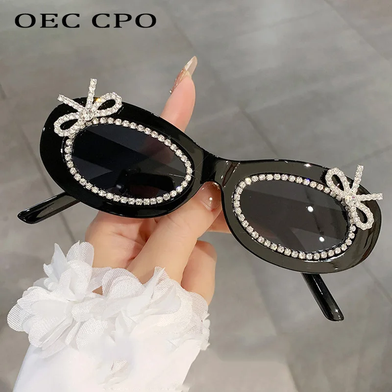 

Diamond Oval Sunglasses Women Luxury Rhinestone Fashion Punk Sun Glasses Ladies Sexy Polychrome Cat Eye Eyewear UV400 Oculos