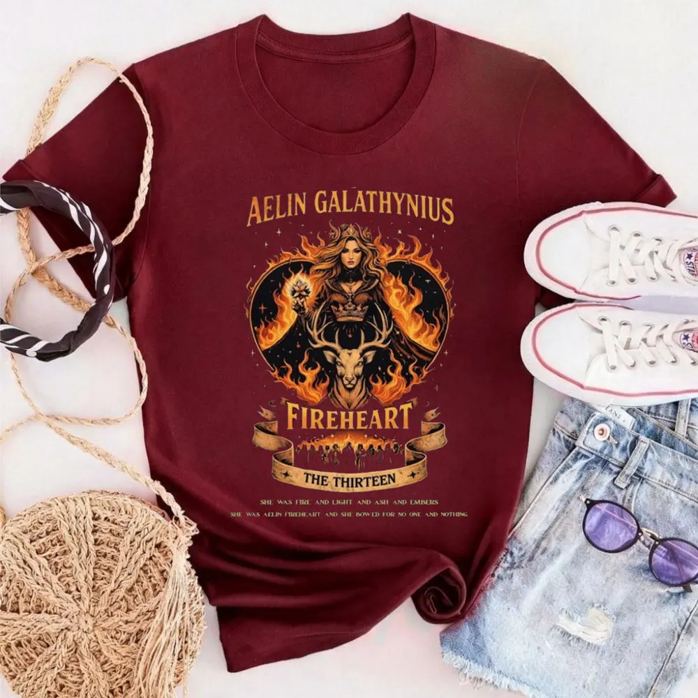 Throne of Glass Fan T Shirt Women Fireheart Aelin Crewneck Aelin Galathynius Clothes Kingsflame The Thirteen Clothes
