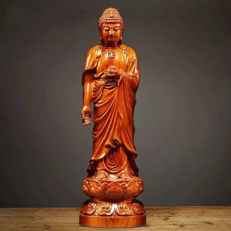 خشب الورد الدائمة تمثال بوذا زخرفة مهرجان صنعة هدية الأسرة العبادة تمثال الخشب النحت اليدوية الديكور