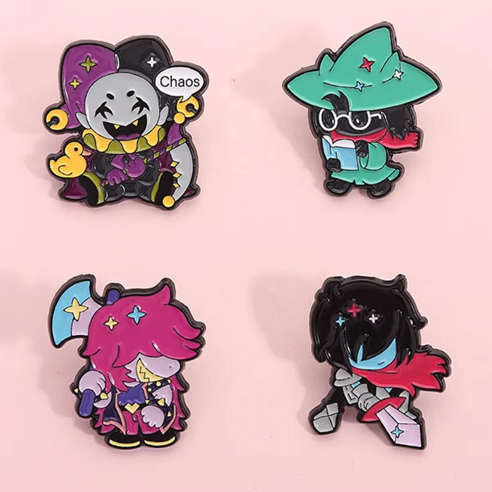 4pcs/set Deltarune Susie Kris Enamel Pins RPG Game Characters Brooches Lapel Backpack Badge Halloween Cosplay Accessories Gifts