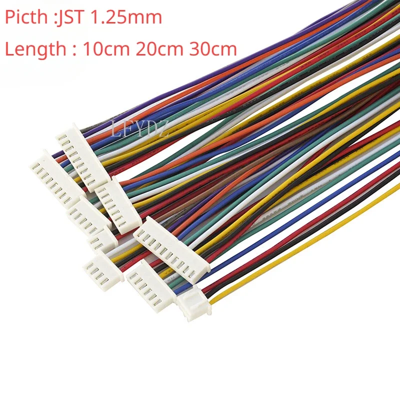 10 stuks JST 1,25 mm elektronische draadterminaldraad dubbele kop 10/20/30 cm kabel 28awg dubbele kop dezelfde kant / achteruitzijde connector