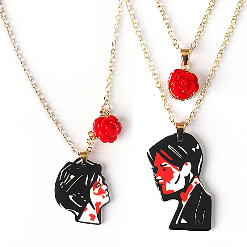 Rock Band My Chemical Romance Cosplay Necklace Music Band Pendant Jewelry Three Cheers Rose Unisex Choker Accessories Props