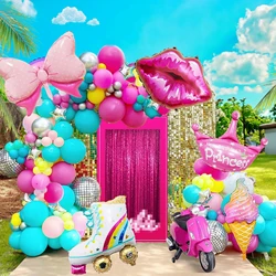Pink Rose Red Disco Bow Aluminum Die Balloon Garland Arch Kit Girls Birthday Baby Shower Wedding Bachelorette Party Decoration
