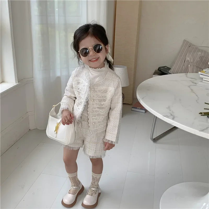 

Girl Toddler Clothes Fall Boutique Clothing Children Baby Top And Bottom Two Piece Set Female Tweed Outfit Autumn Kids Matching