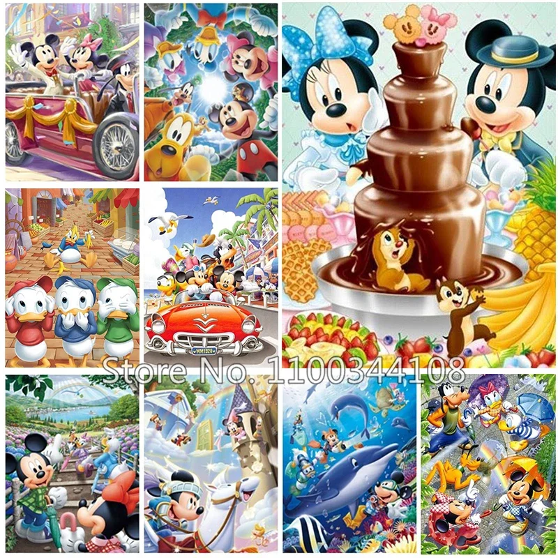 300/500/1000 Pieces Disney Mickey Mouse Puzzles Cartoon Anime Minnie Donald Duck Jigsaw Puzzle for Children's Intelligence Toys