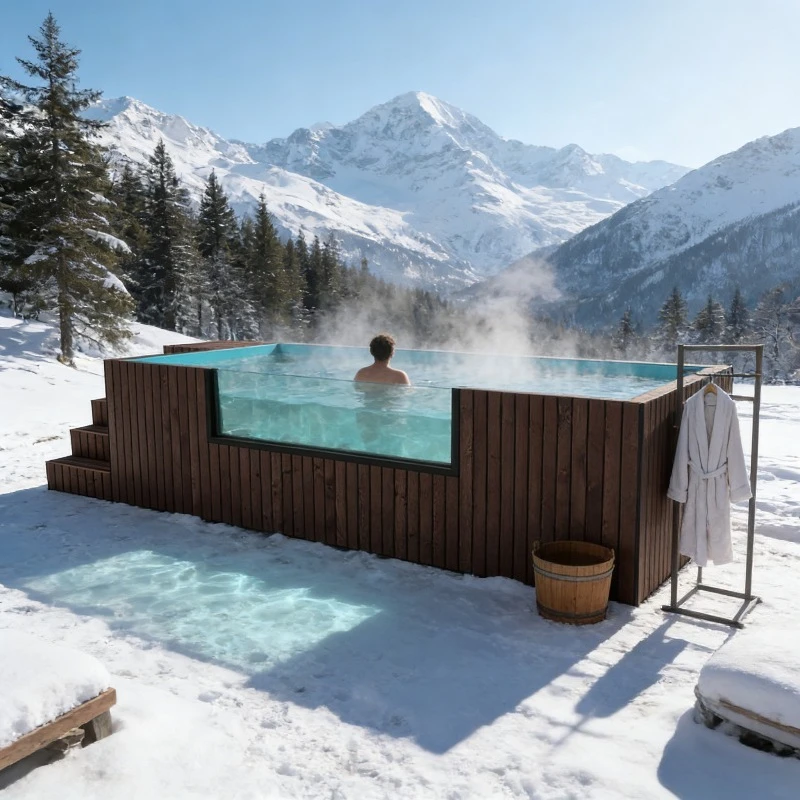 Piscina de Verano en Oferta, Piscina Rectangular Grande de 4m x 6m, Piscina Elevada Prefabricada de Fibra de Vidrio, Spa de 40 pies