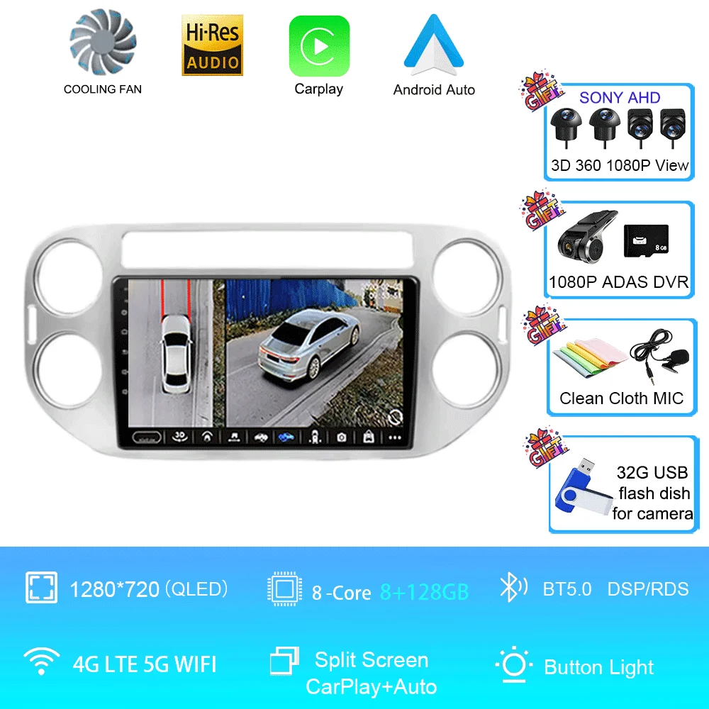 Android 16 voor Volkswagen VW Tiguan 5N 2007-16 VW Golf Plus 2004-13 9 inch CarPlay autoradio GPS navigatie head unit