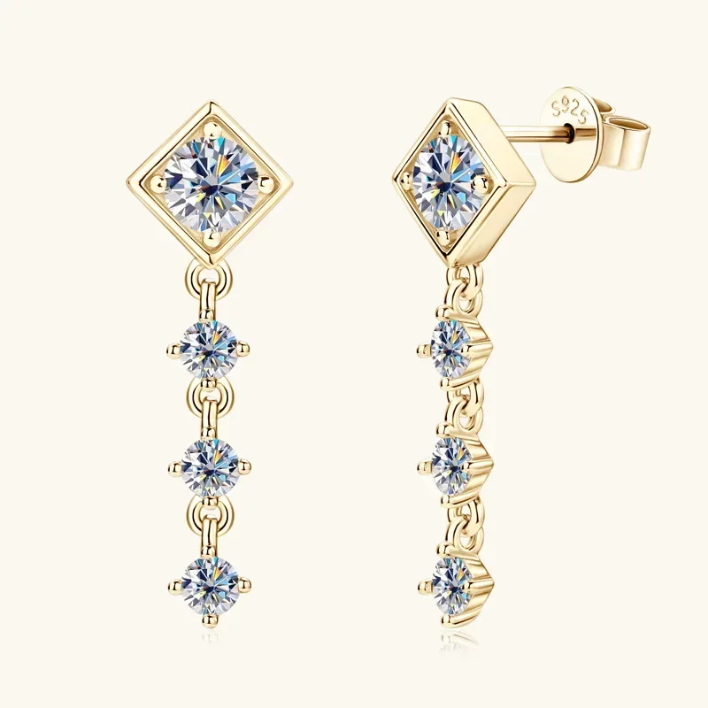 

Квадратные серьги-капли с муассанитом, висячие гипоаллергенные свадебные серьги для пирсинга, стерлинговое серебро 925 пробы для женщин, подарки, ювелирные изделия