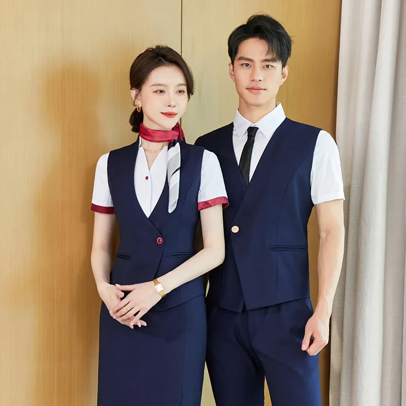 Male and female professional vest suit Five-star hotel manager foreman reception hotel waiter work clothes