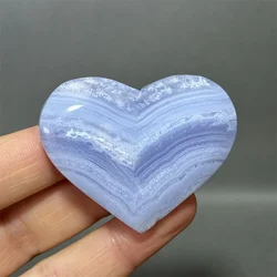 Noble Blue Lace Crystal Heart-Shaped Mineral Quartz Stone Natural Home Decoration Spiritual Crafts Energy Love Healing Meditatio