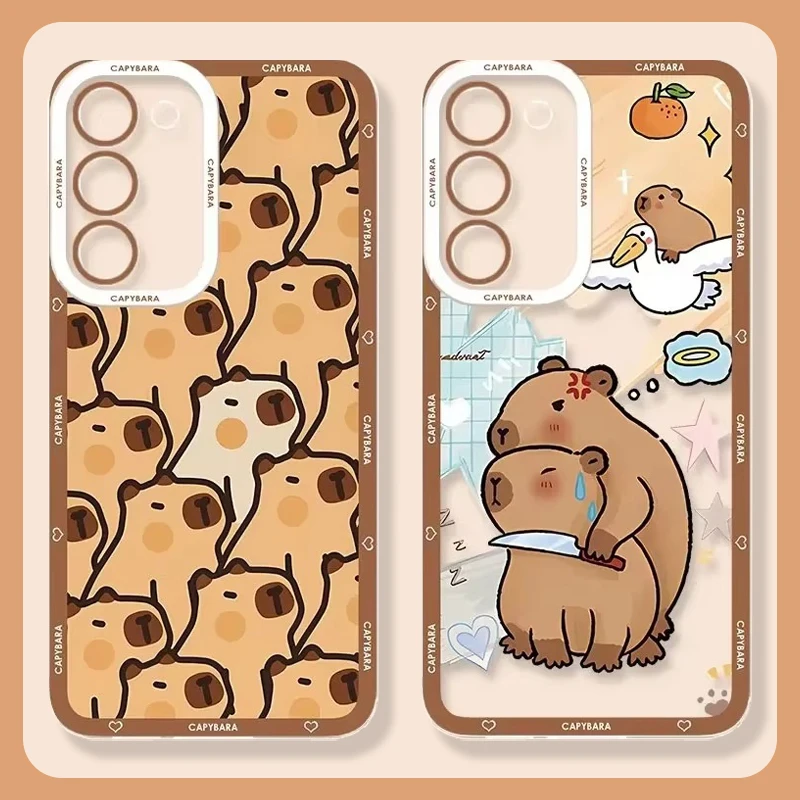 Cute Capybara Play Phone Case For Samsung Galaxy A54 A34 A24 A14 A13 A53 A33 A73 A23 A05 A05S A72 A52 A52S A32 A22 A12 A51 A71