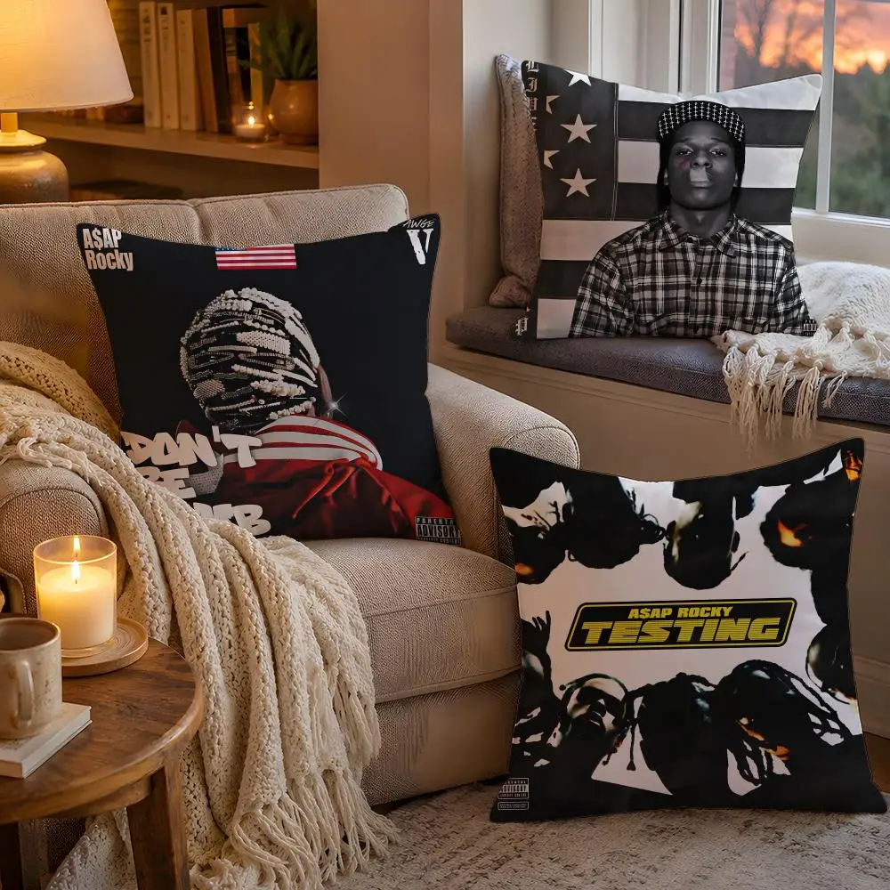 ASAP Rocky Rap Singer Cushion Cover 1pc Square Pillow Cover Soft Plush Fabric Removable Washable Sofa Chair Bed Decoration