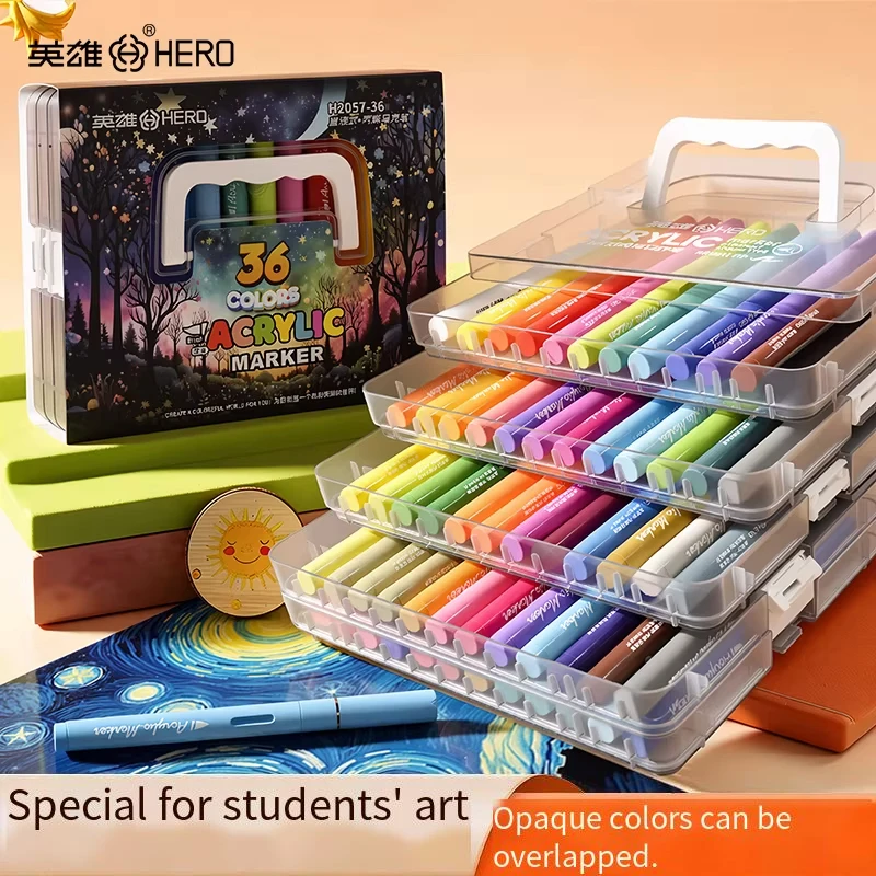 

Маркеры HERO 2057 Direct-Flow с акриловыми чернилами, улучшенная версия, большой объем, вкладываемые в стопку, быстросохнущие, смываемые, смешиваемые, для детского творчества