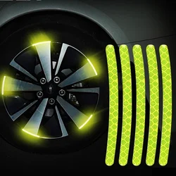 20pcs Car Wheel Hub Reflective Sticker Tire Rim Reflective Strips Luminous for Night Driving Car Bike Motorcycle Wheel Sticker