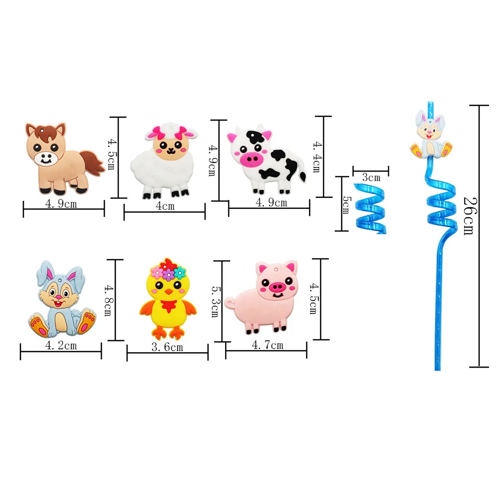 

20 Pcs Animal Straws Shower Decorations Motif Drinking Party Cartoon Drinks