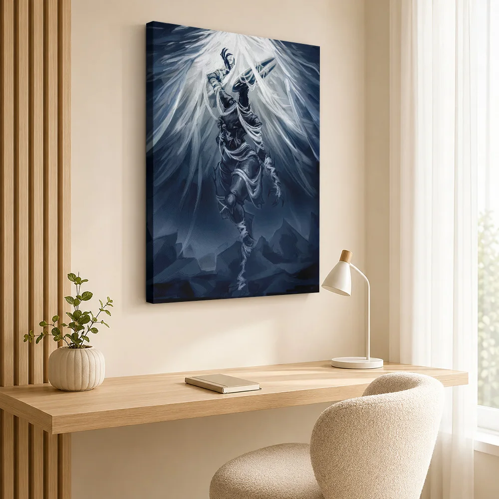 Hollow Knight Hornet White Cloak Canvas Poster Personalized Photo Painterly Wall Art For Gaming Desk Area, Video Game Fan Gift
