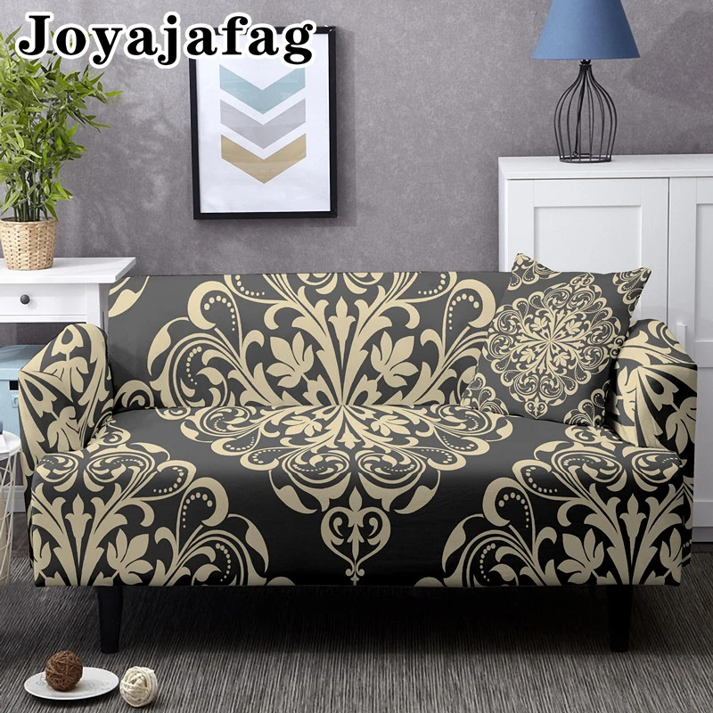 Stylish Baroque Elements Elastic Sofa Covers For Living Room 2/3 Seater Couch Cover Dust Proof Washable L-shape Slipcover