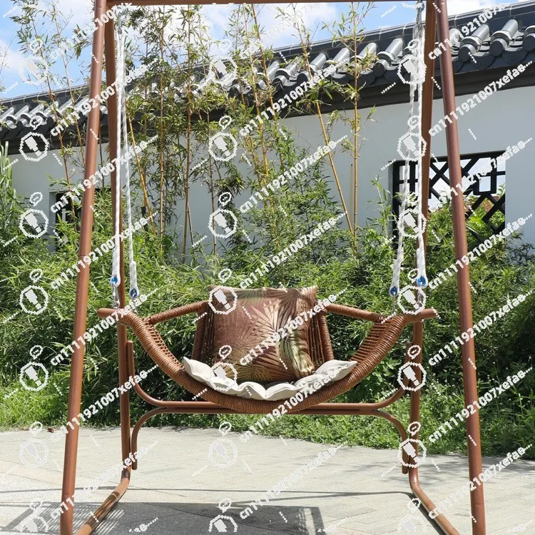 

Outdoor metal swing double hammock small courtyard garden hanging chair modern design