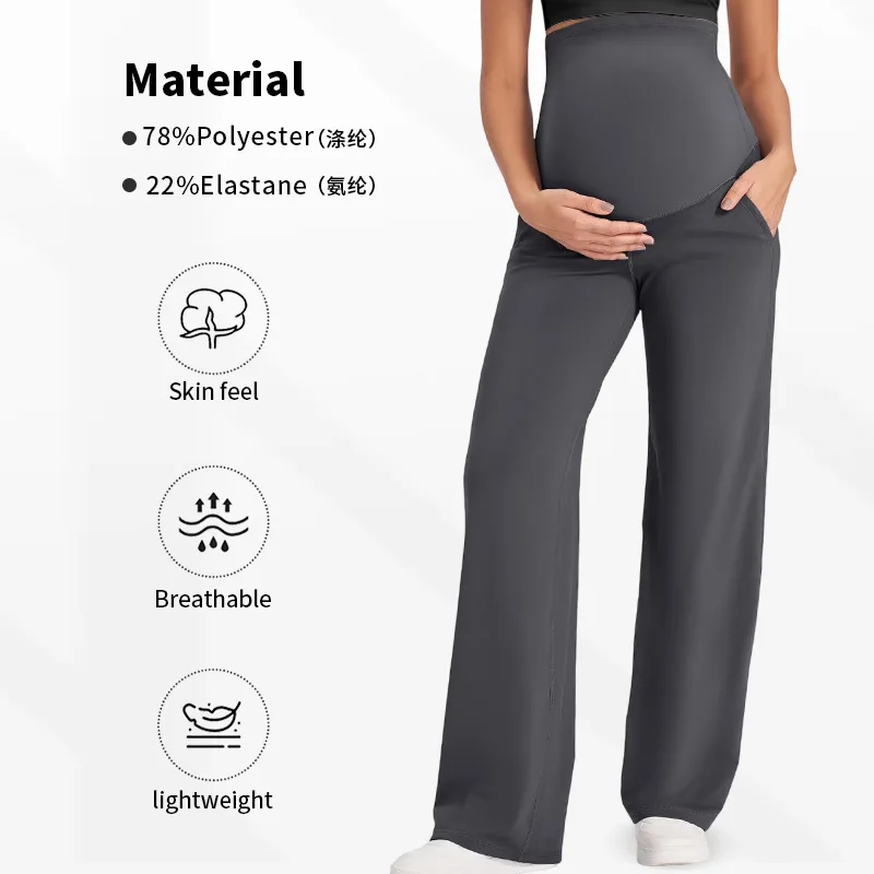 Maternity Wide-leg Pants Outer Wear Casual Maternity Clothes Do Not Restrain The Belly Straight Support High Waist Yoga