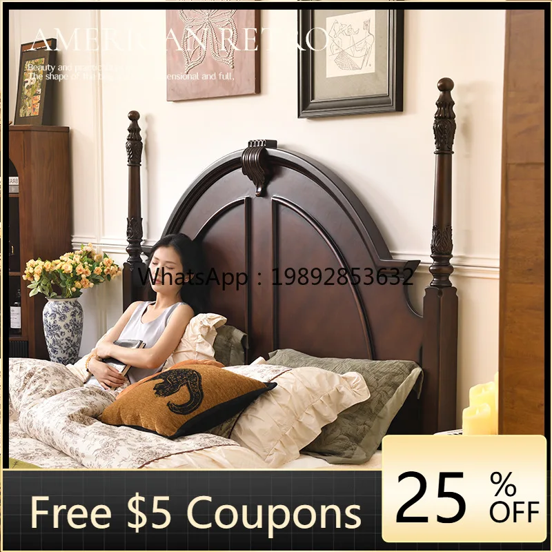 

YFY American Retro Solid Wood Bed 1.8m Large Bed Victoria High-end Bed