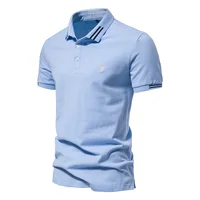 Marca AIOPEON, Polos 100% de algodón para hombre, Polos informales de manga corta de Color sólido para hombre, nueva ropa de verano para hombre
