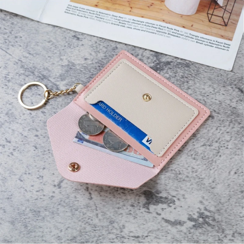 Trendy New Creative PU Leather Card Sleeve Women Keychain Decoration Small Card Bag Student Transit Card Holder